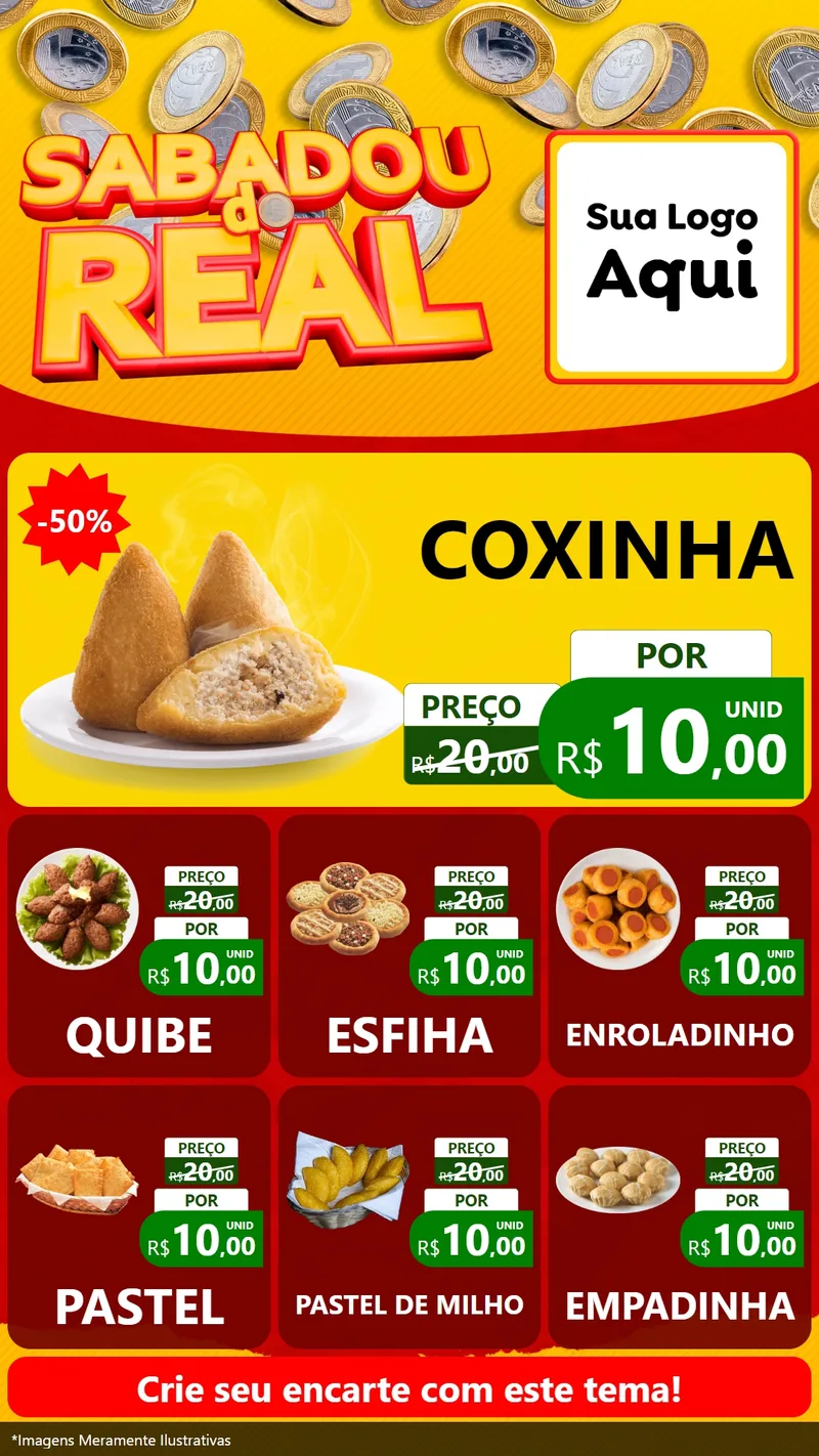 Modelo de Rede Social para Stories com o tema Sabadou do Real para Salgadaria