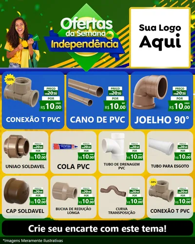 Modelo de Rede Social para Feed Instagram com o tema Ofertas da Semana da Independência para Tubos e conexões