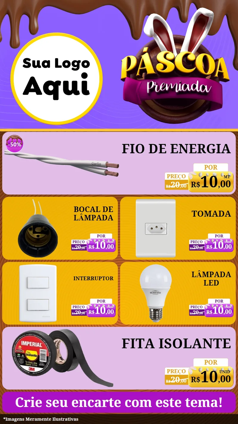 Modelo de TV para TV Vertical com o tema Páscoa Premiada para Materiais Elétricos