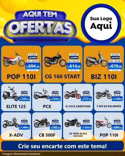Modelo de Rede Social para Feed Instagram com o tema Aqui Tem Ofertas para Concessionaria de Motos