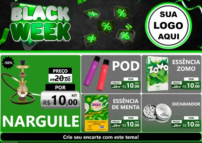 Modelo de Encarte para Encarte A4 Horizontal com o tema Black Week para Tabacaria