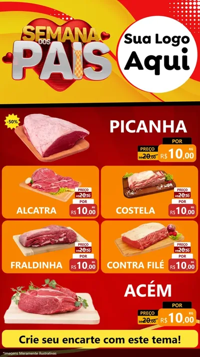 Modelo de TV para TV Vertical com o tema Semana Dos Pais para Açougue