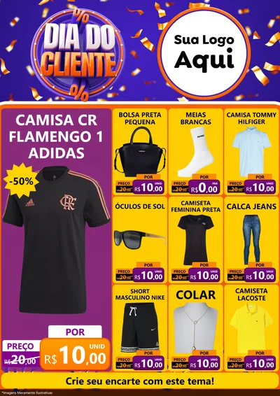 Modelo de Encarte para Encarte A4 Vertical com o tema Dia do Cliente para Roupas e acessórios
