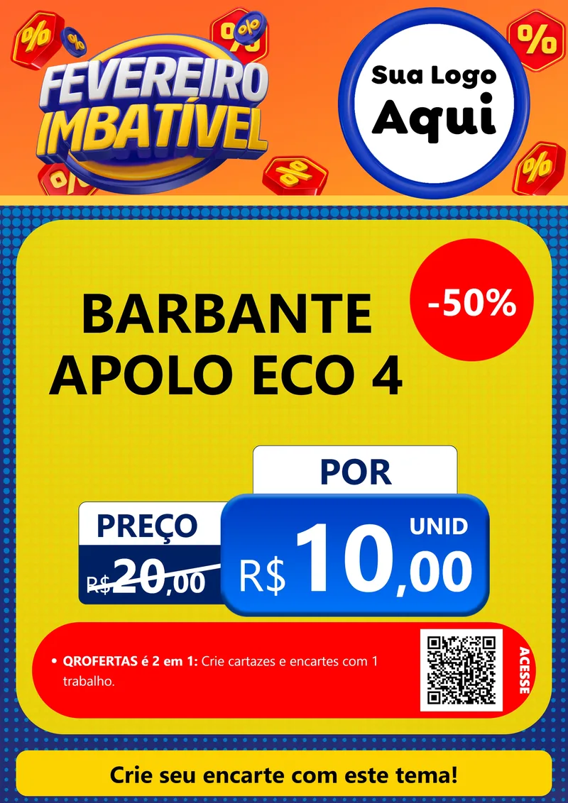 Modelo de Cartaz para Cartaz A4 Vertical com o tema Fevereiro Imbatível para Armarinho e Aviamentos