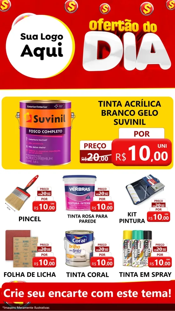 Modelo de Rede Social para Stories com o tema Ofertão do dia para Tintas e Ferramentas