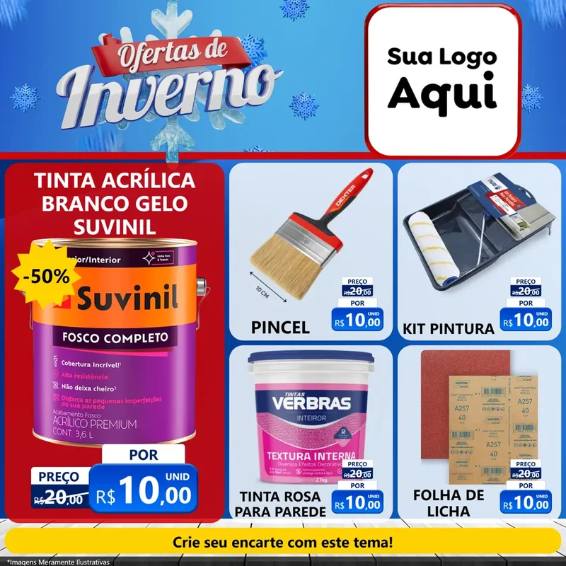 Modelo de Rede Social para Feed Facebook com o tema Ofertas de Inverno para Tintas e Ferramentas