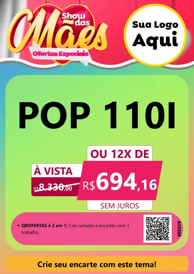 Modelo de Cartaz para Cartaz A4 Vertical com o tema Show das Mães - Ofertas Especiais para Concessionaria de Motos