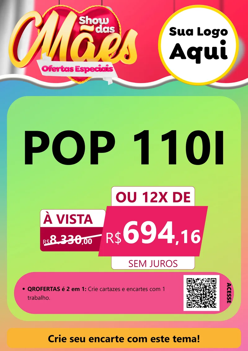 Modelo de Cartaz para Cartaz A4 Vertical com o tema Show das Mães - Ofertas Especiais para Concessionaria de Motos