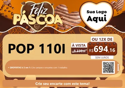 Modelo de Cartaz para Cartaz A4 Horizontal com o tema Feliz Páscoa para Concessionaria de Motos
