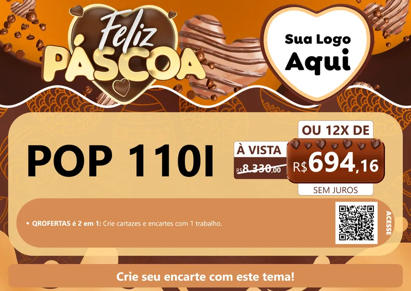 Modelo de Cartaz para Cartaz A4 Horizontal com o tema Feliz Páscoa para Concessionaria de Motos