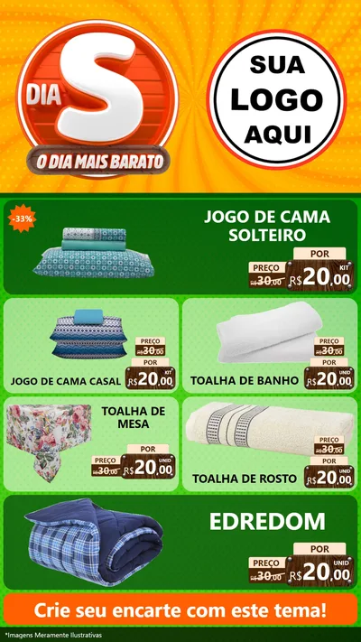 Modelo de TV para TV Vertical com o tema Dia S - O Dia Mais Barato para Cama, Mesa e Banho