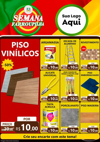 Modelo de Encarte para Encarte A4 Vertical com o tema Semana Farroupilha para Material para Construção
