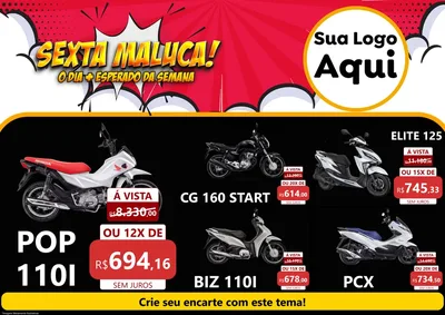 Modelo de Encarte para Encarte A4 Horizontal com o tema Sexta Maluca! para Concessionaria de Motos