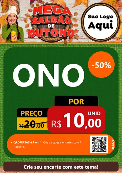 Modelo de Cartaz para Cartaz A4 Vertical com o tema Mega Saldão de Outono para Óticas