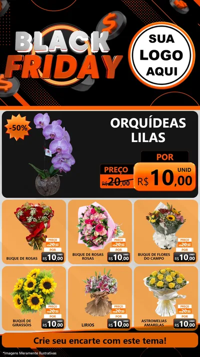 Modelo de Rede Social para Stories com o tema Black Friday para Floricultura e jardim