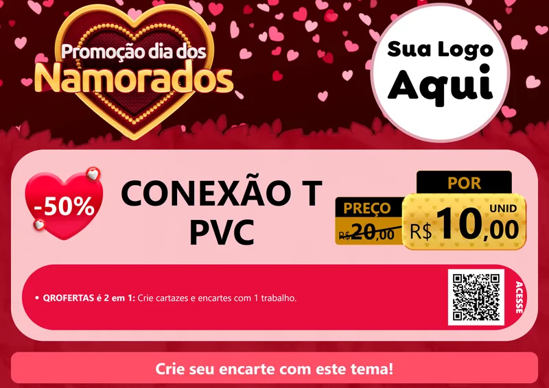 Modelo de Cartaz para Cartaz A4 Horizontal com o tema Promoção Dia Dos Namorados para Tubos e conexões