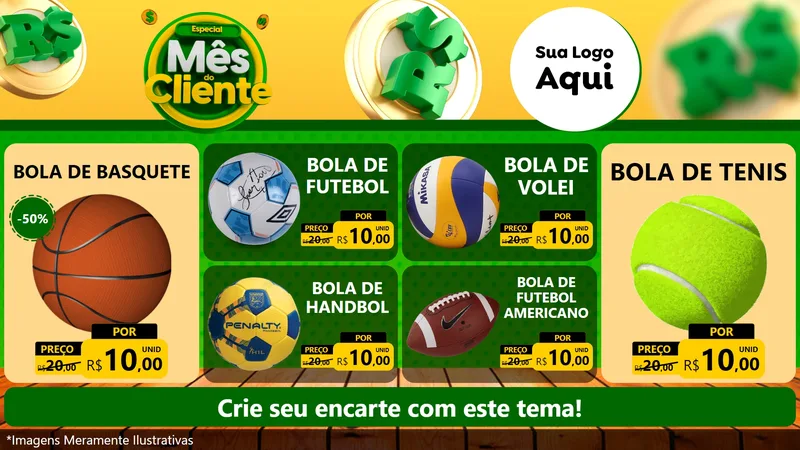 Modelo de TV para TV Horizontal com o tema Especial Mês do Cliente para Artigos Esportivos