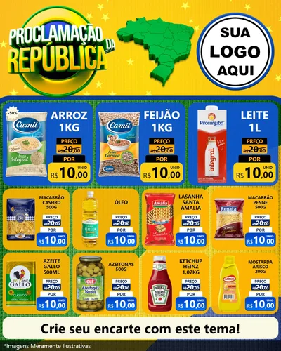 Modelo de Rede Social para Feed Instagram com o tema Proclamação da República para Supermercado