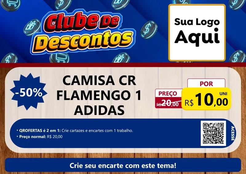 Modelo de Cartaz para Cartaz A4 Horizontal com o tema Clube de Descontos para Roupas e acessórios