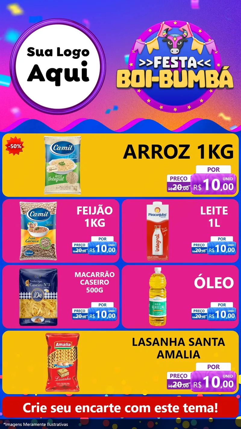 Modelo de TV para TV Vertical com o tema Festa Boi-Bumbá para Supermercado