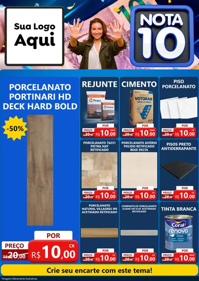 Modelo de Encarte para Encarte A4 Vertical com o tema Nota 10 para Pisos e revestimentos