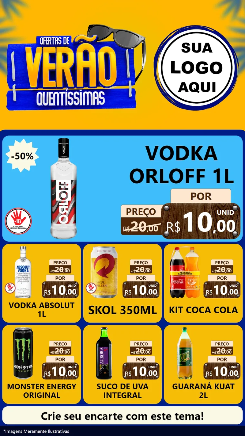 Modelo de Rede Social para Stories com o tema Ofertas de Verão Quentíssimas para Distribuidora de bebidas