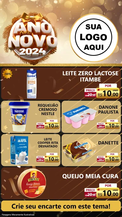 Modelo de TV para TV Vertical com o tema Feliz Ano Novo 2027 para Frios e Laticínios