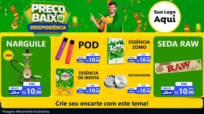 Modelo de TV para TV Horizontal com o tema Preço Baixo de Independência para Tabacaria