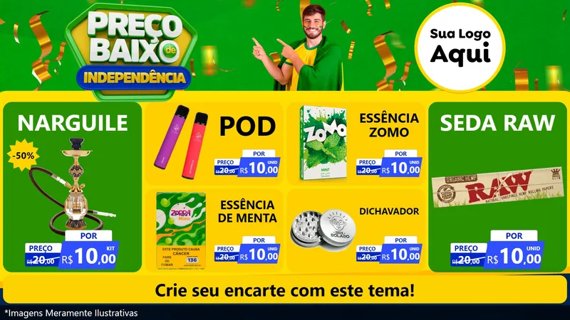 Modelo de TV para TV Horizontal com o tema Preço Baixo de Independência para Tabacaria