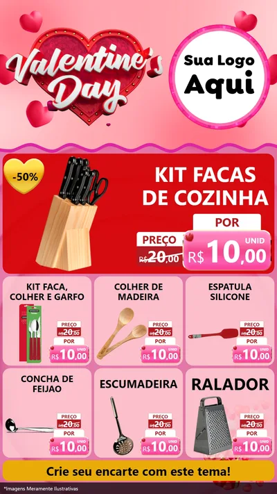 Modelo de Rede Social para Stories com o tema Valentine's Day para Utilidades Domésticas