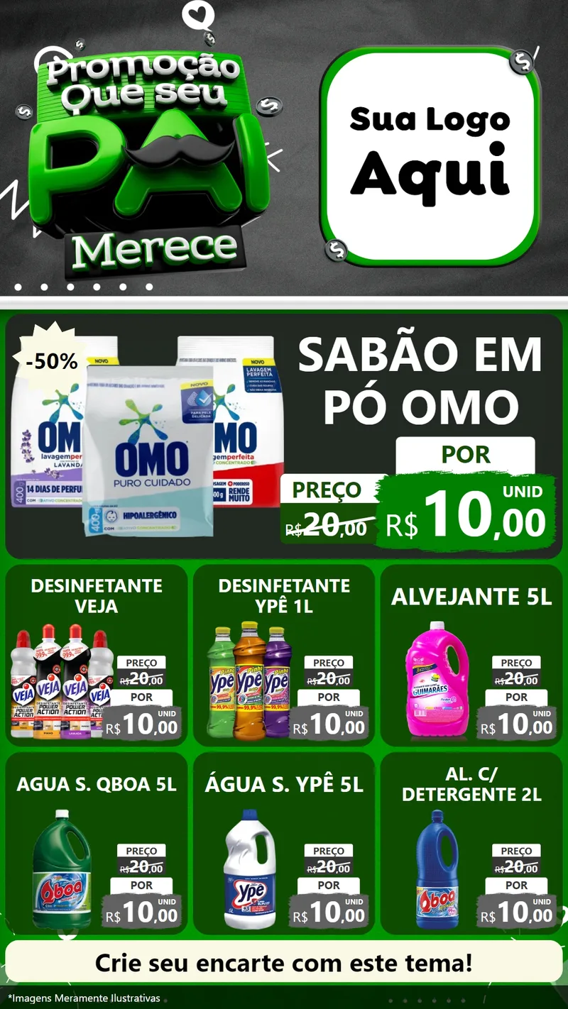 Modelo de Rede Social para Stories com o tema Promoção Que seu Pai Merece para Produtos de Limpeza