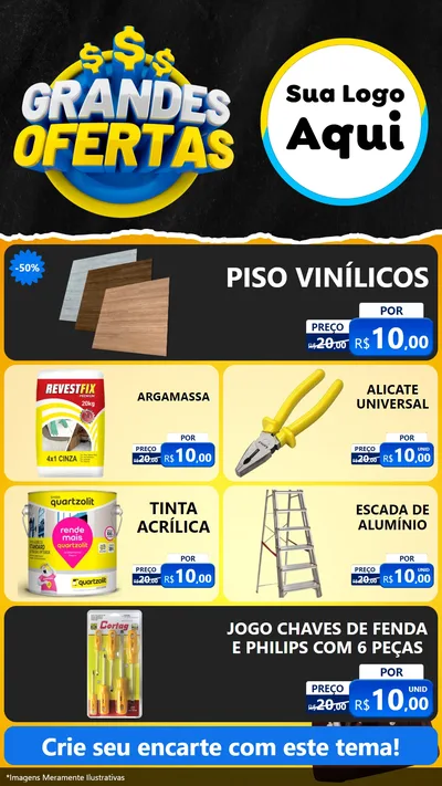 Modelo de TV para TV Vertical com o tema Grandes Ofertas - Material de Construção para Material para Construção