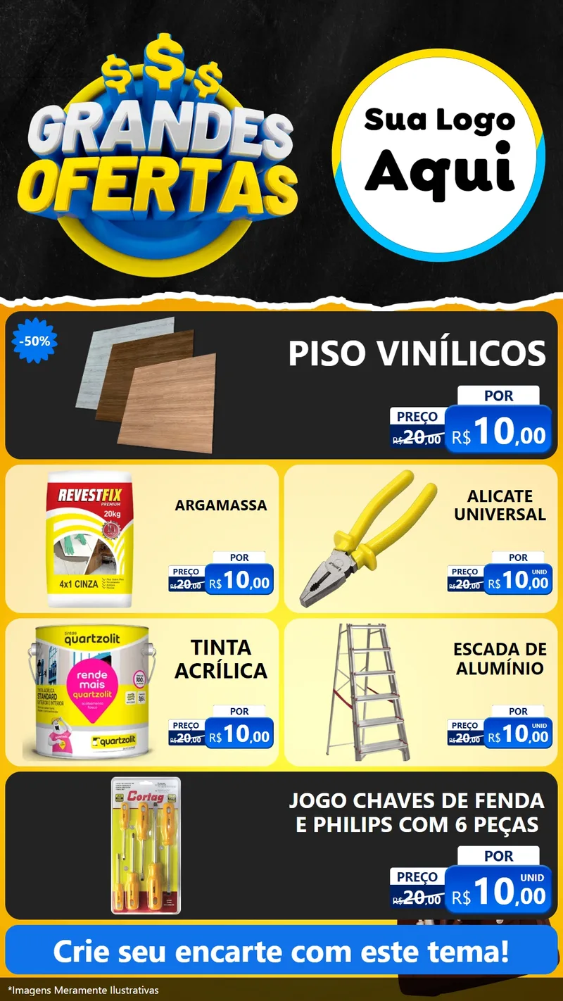 Modelo de TV para TV Vertical com o tema Grandes Ofertas - Material de Construção para Material para Construção