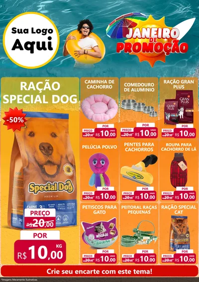 Modelo de Encarte para Encarte A4 Vertical com o tema Janeiro de Promoção para Pet Shop