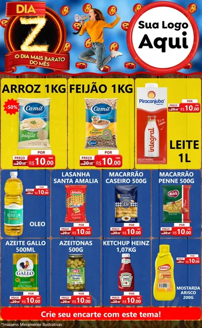 Modelo de Encarte para Encarte Grande com o tema Dia Z - O Dia Mais Barato Do Mês para Supermercado