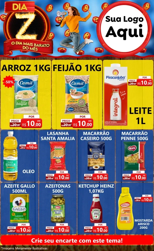 Modelo de Encarte para Encarte Grande com o tema Dia Z - O Dia Mais Barato Do Mês para Supermercado