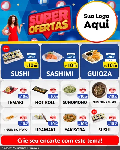 Modelo de Rede Social para Feed Instagram com o tema Super Ofertas para Comida japonesa