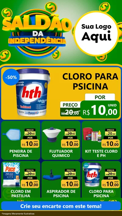 Modelo de Rede Social para Stories com o tema Saldão da Indepêndencia para Produtos para Piscina