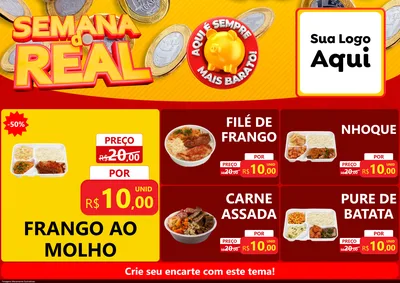 Modelo de Encarte para Encarte A4 Horizontal com o tema Semana do Real para Restaurante