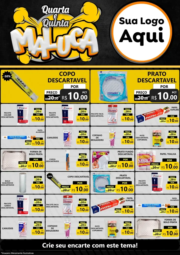 Modelo de Encarte para Encarte A4 Vertical com o tema Quarta e Quinta Maluca para Embalagens