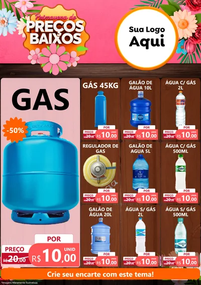 Modelo de Encarte para Encarte A4 Vertical com o tema Primavera de Preços Baixos para Água e gás