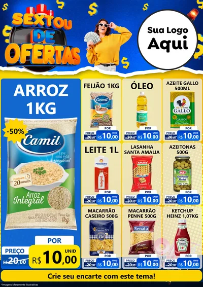 Modelo de Encarte para Encarte A4 Vertical com o tema Sextou de Ofertas para Supermercado