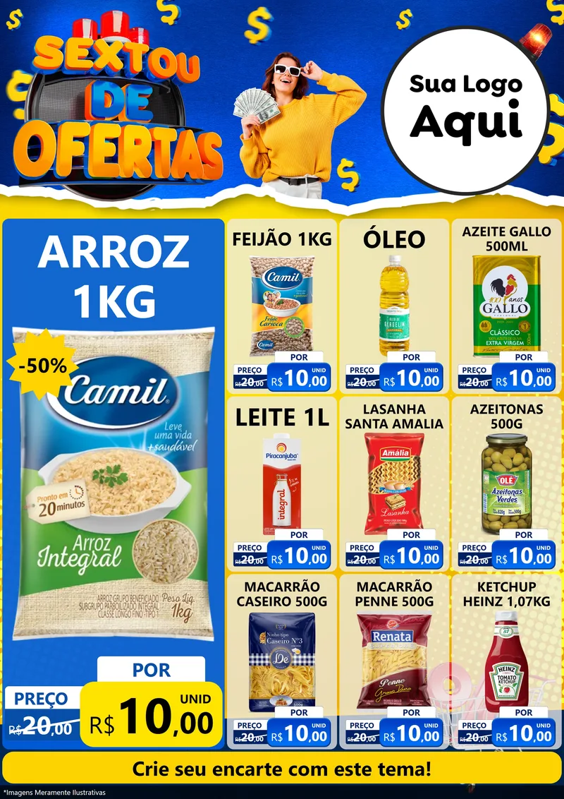 Modelo de Encarte para Encarte A4 Vertical com o tema Sextou de Ofertas para Supermercado