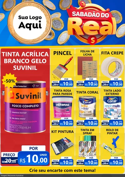 Modelo de Encarte para Encarte A4 Vertical com o tema Sabadão do Real para Tintas e Ferramentas