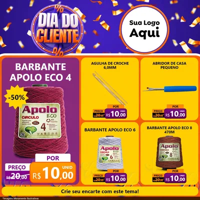 Modelo de Rede Social para Feed Facebook com o tema Dia do Cliente para Armarinho e Aviamentos