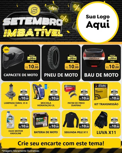 Modelo de Rede Social para Feed Instagram com o tema Setembro Imbatível para Moto peças