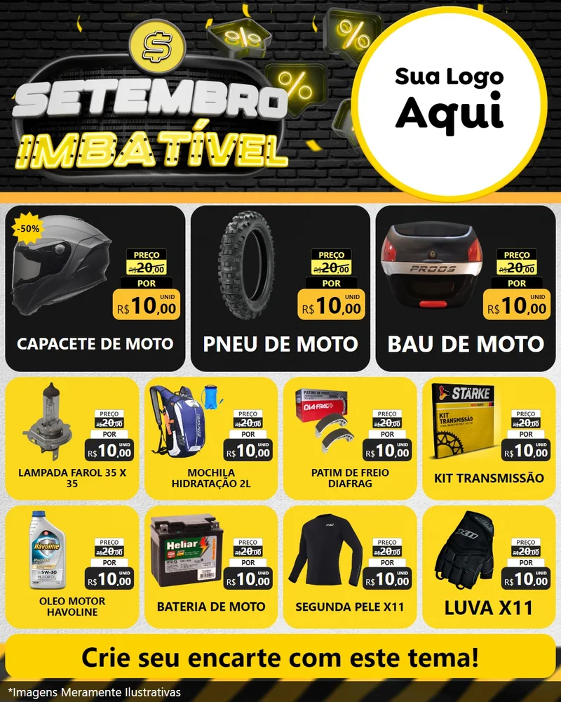 Modelo de Rede Social para Feed Instagram com o tema Setembro Imbatível para Moto peças