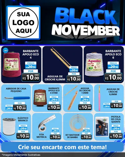 Modelo de Rede Social para Feed Instagram com o tema Black November para Armarinho e Aviamentos