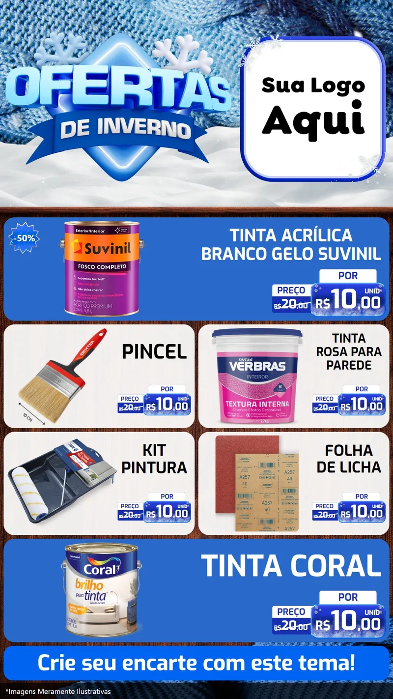 Modelo de TV para TV Vertical com o tema Ofertas de Inverno para Tintas e Ferramentas