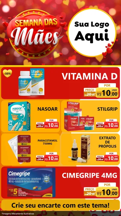 Modelo de TV para TV Vertical com o tema Semana das Mães para Farmácia